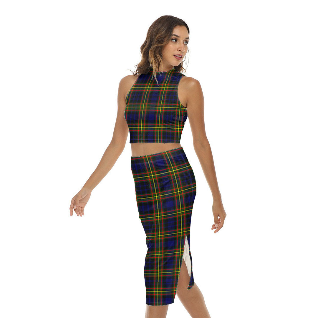 MacLellan Modern Tartan Plaid Tank Top & Split High Skirt Set