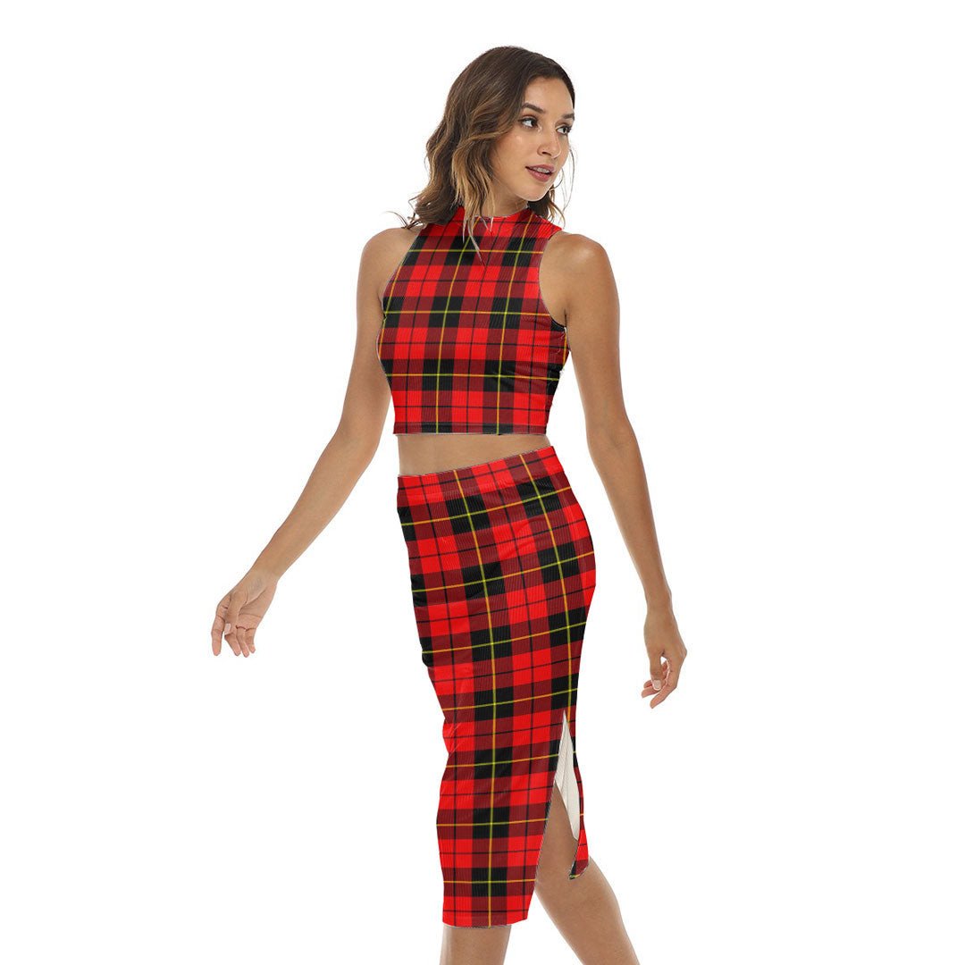 Wallace Hunting Red Tartan Plaid Tank Top & Split High Skirt Set