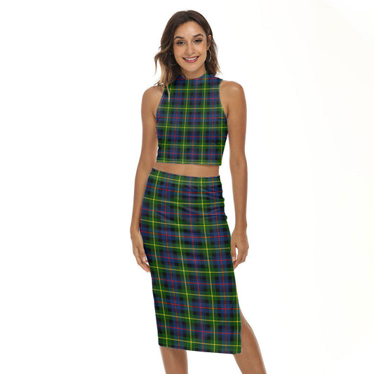 Farquharson Modern Tartan Plaid Tank Top & Split High Skirt Set