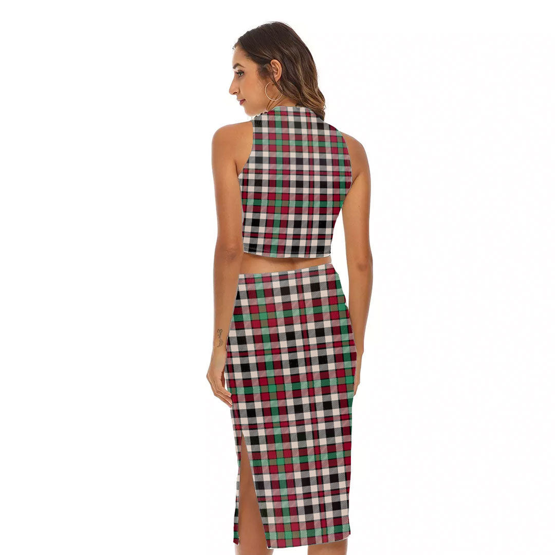 Borthwick Dress Ancient Tartan Plaid Tank Top & Split High Skirt Set