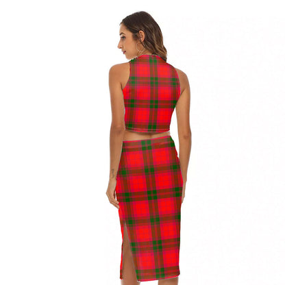 MacNab Modern Tartan Plaid Tank Top & Split High Skirt Set