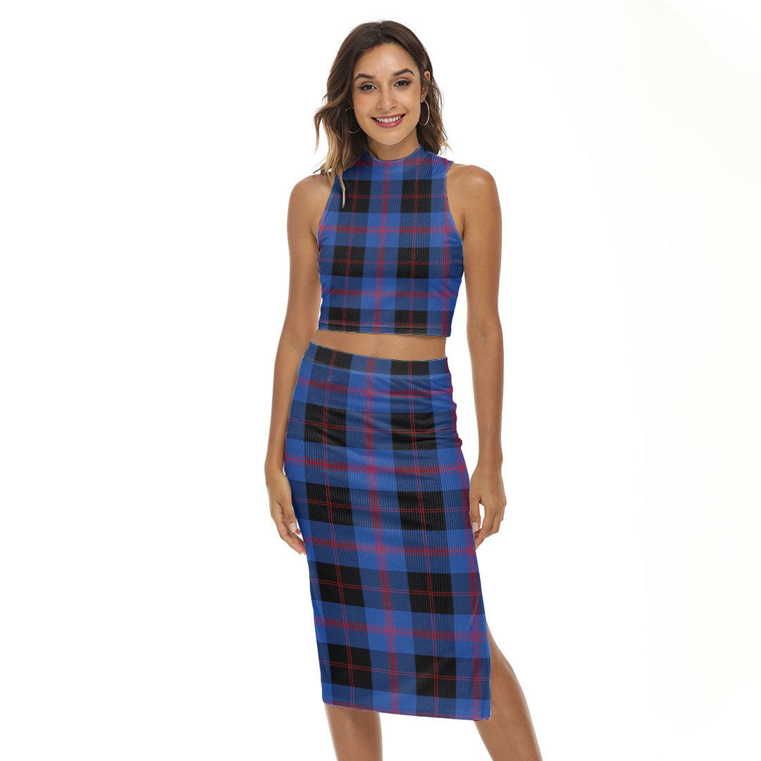 Angus Modern Tartan Plaid Tank Top & Split High Skirt Set