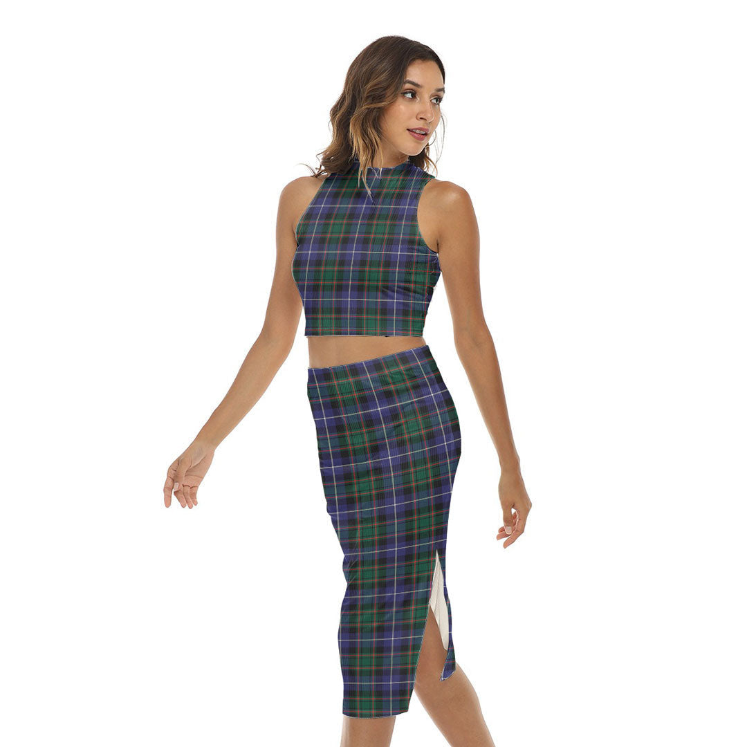 MacRae Hunting Modern Tartan Plaid Tank Top & Split High Skirt Set