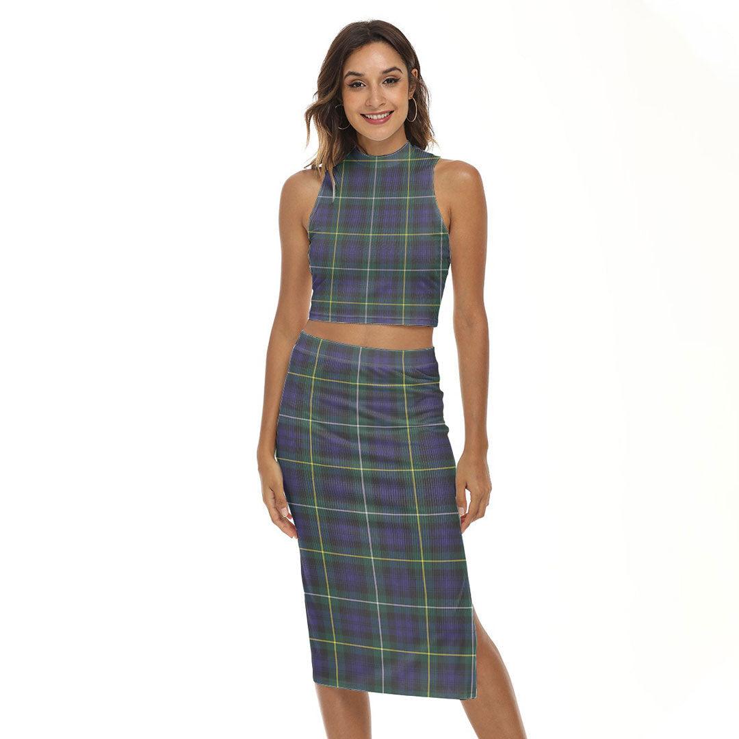 Campbell Argyll Modern Tartan Plaid Tank Top & Split High Skirt Set
