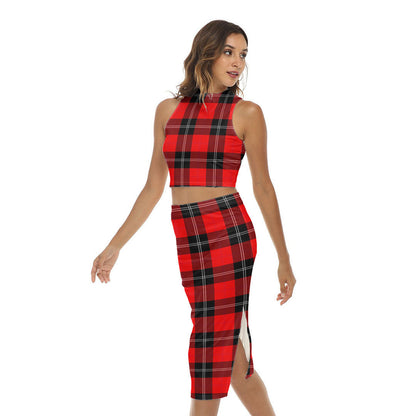 Ramsay Modern Tartan Plaid Tank Top & Split High Skirt Set