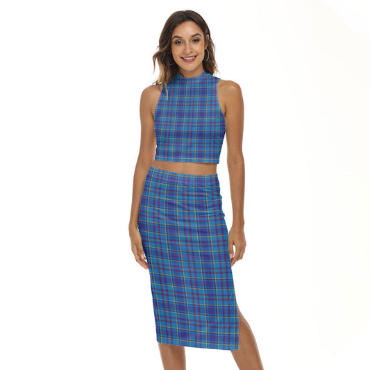 Mercer Modern Tartan Plaid Tank Top & Split High Skirt Set