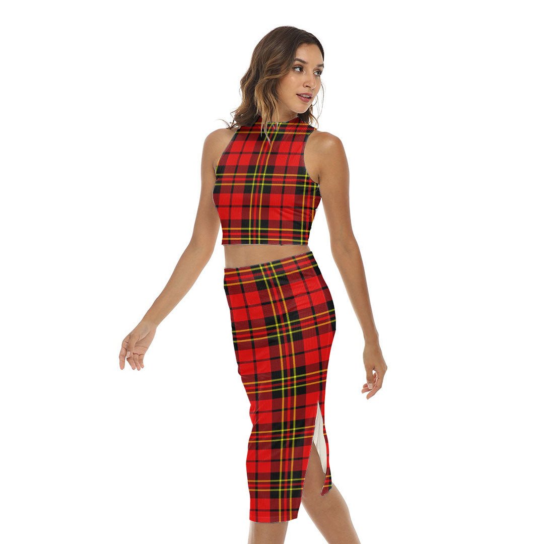 Brodie Modern Tartan Plaid Tank Top & Split High Skirt Set