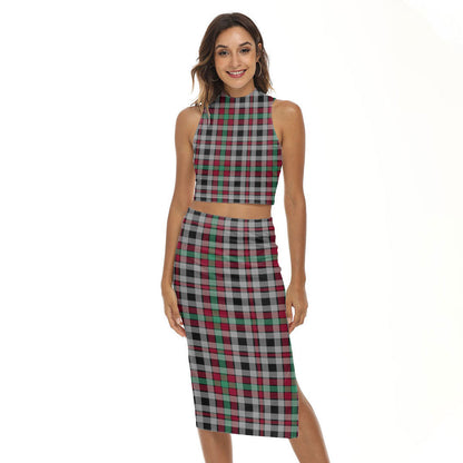 Borthwick Ancient Tartan Plaid Tank Top & Split High Skirt Set