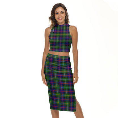 Malcolm Modern Tartan Plaid Tank Top & Split High Skirt Set