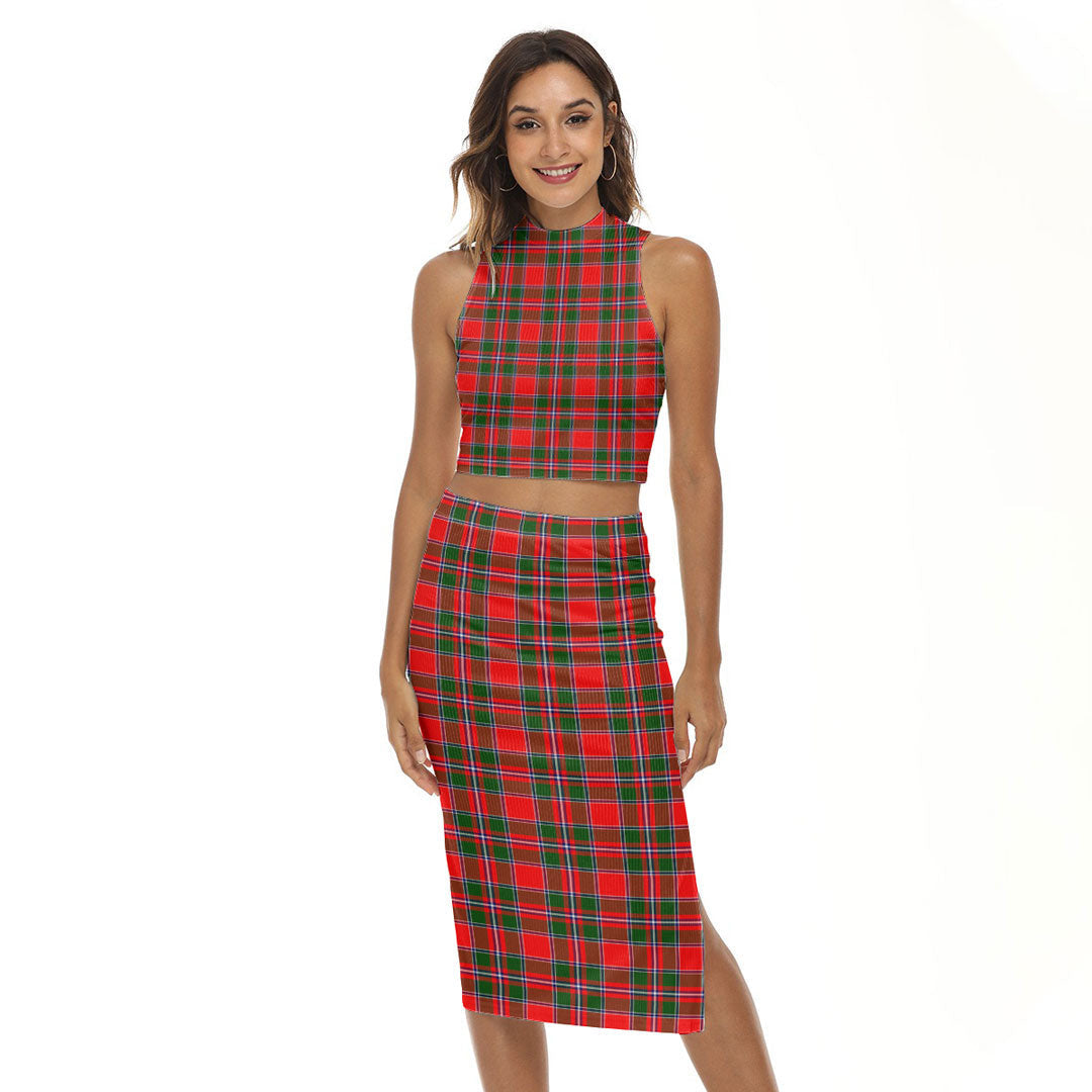 Spens Modern Tartan Plaid Tank Top & Split High Skirt Set