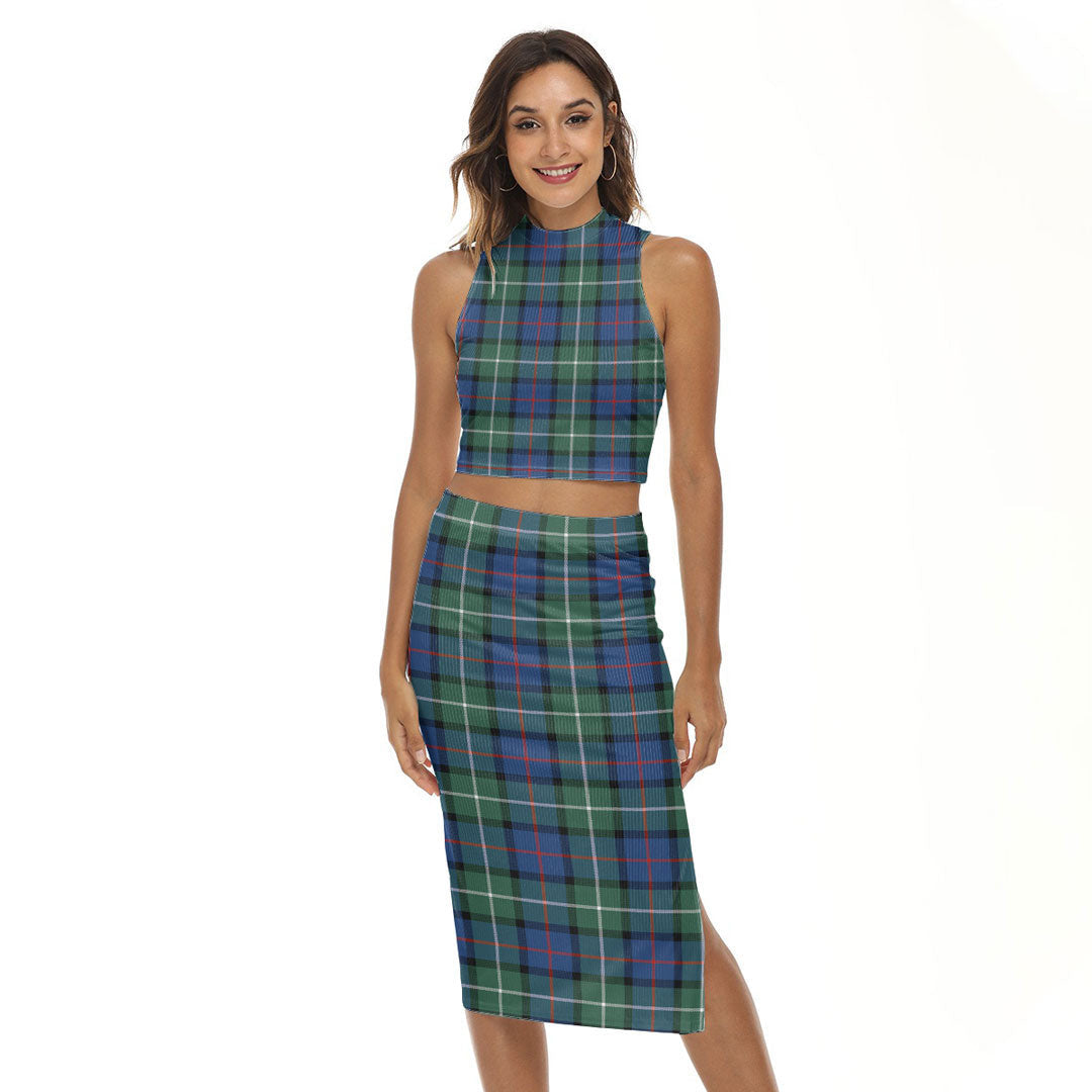 Davidson of Tulloch Tartan Plaid Tank Top & Split High Skirt Set