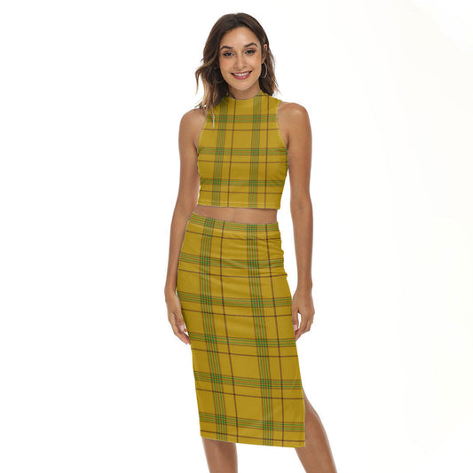 Houston Tartan Plaid Tank Top & Split High Skirt Set