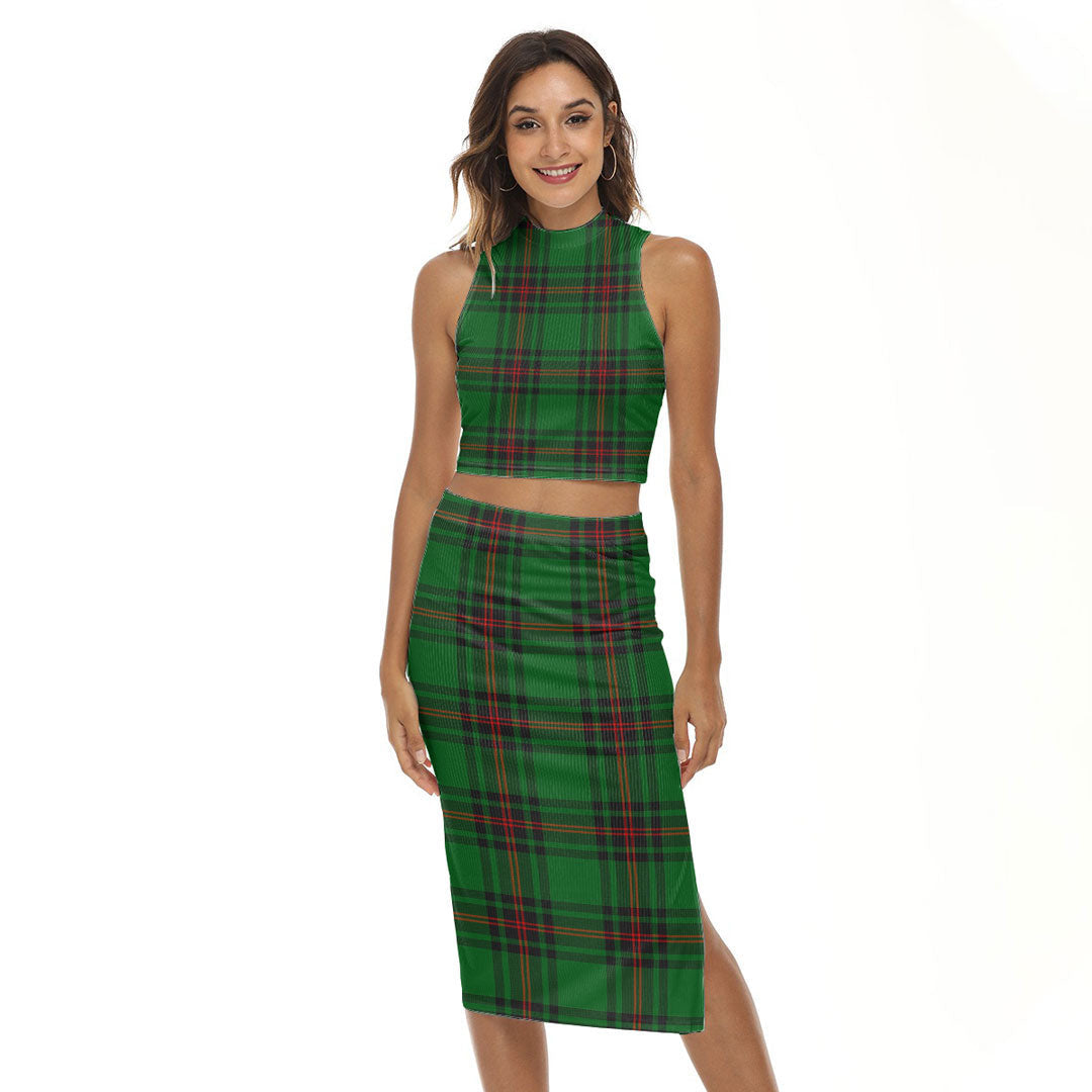 Fife District Tartan Plaid Tank Top & Split High Skirt Set