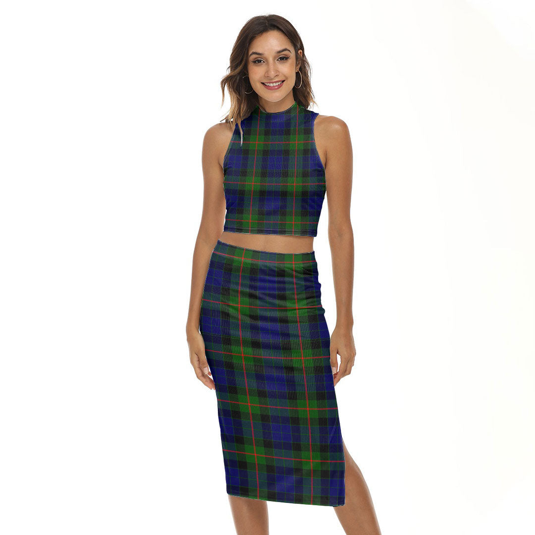 Gunn Modern Tartan Plaid Tank Top & Split High Skirt Set