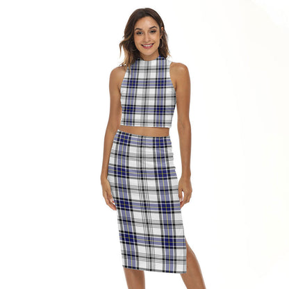 Hannay Modern Tartan Plaid Tank Top & Split High Skirt Set