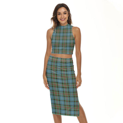 Paisley District Tartan Plaid Tank Top & Split High Skirt Set