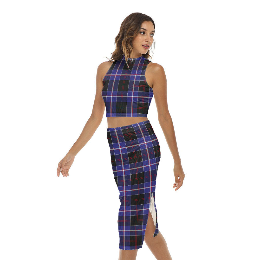 Dunlop Modern Tartan Plaid Tank Top & Split High Skirt Set