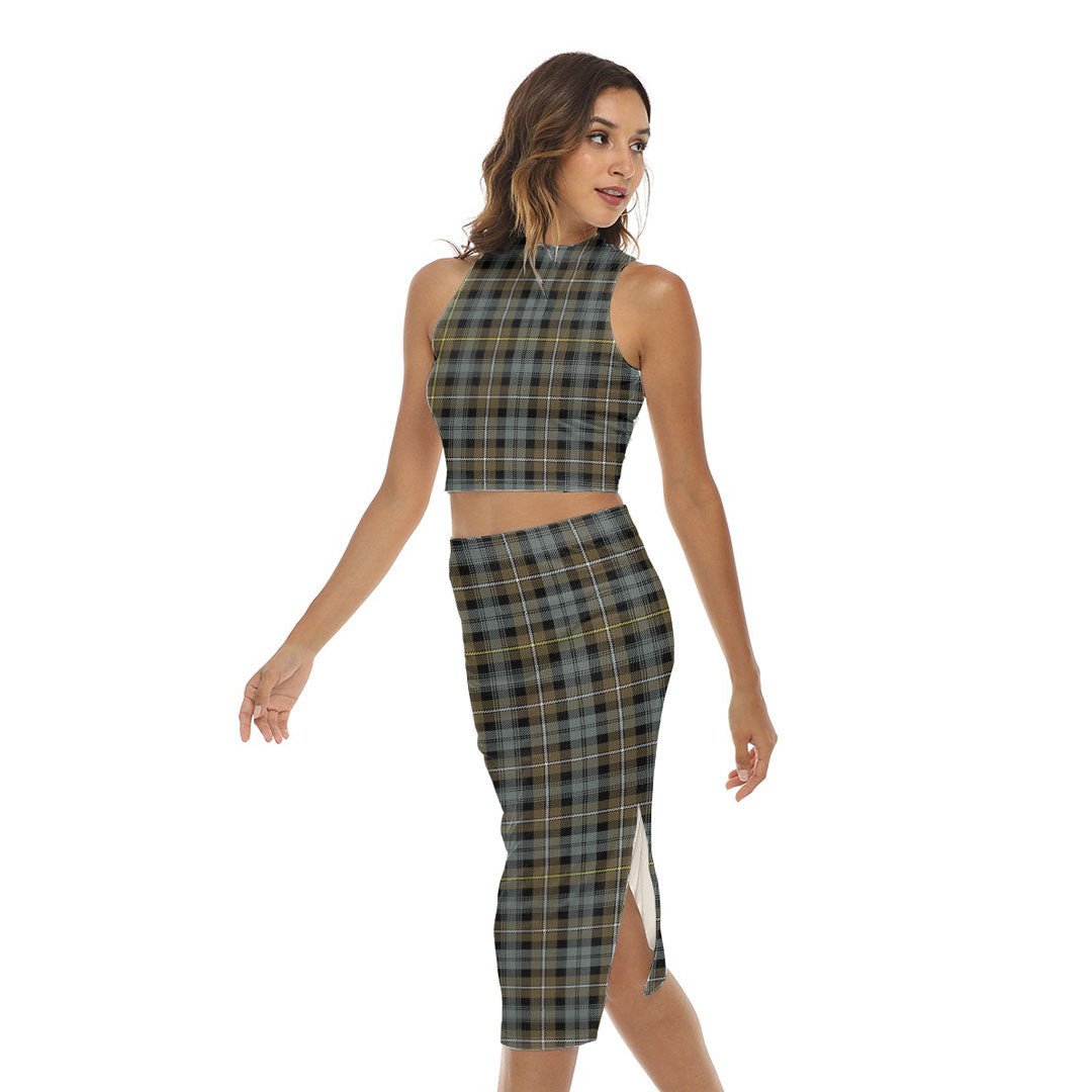 Campbell Argyll Weathered Tartan Plaid Tank Top & Split High Skirt Set