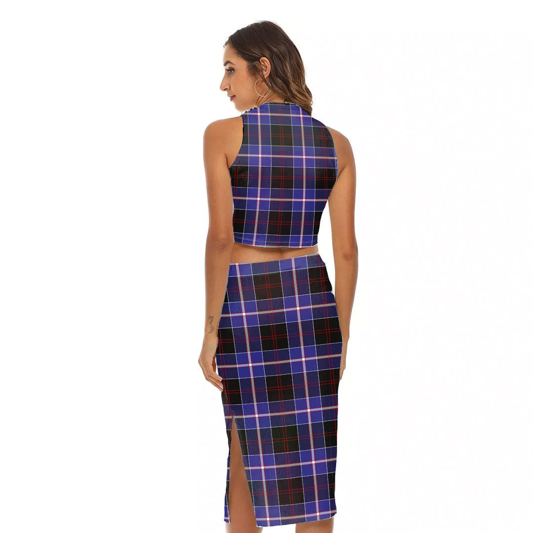 Dunlop Modern Tartan Plaid Tank Top & Split High Skirt Set