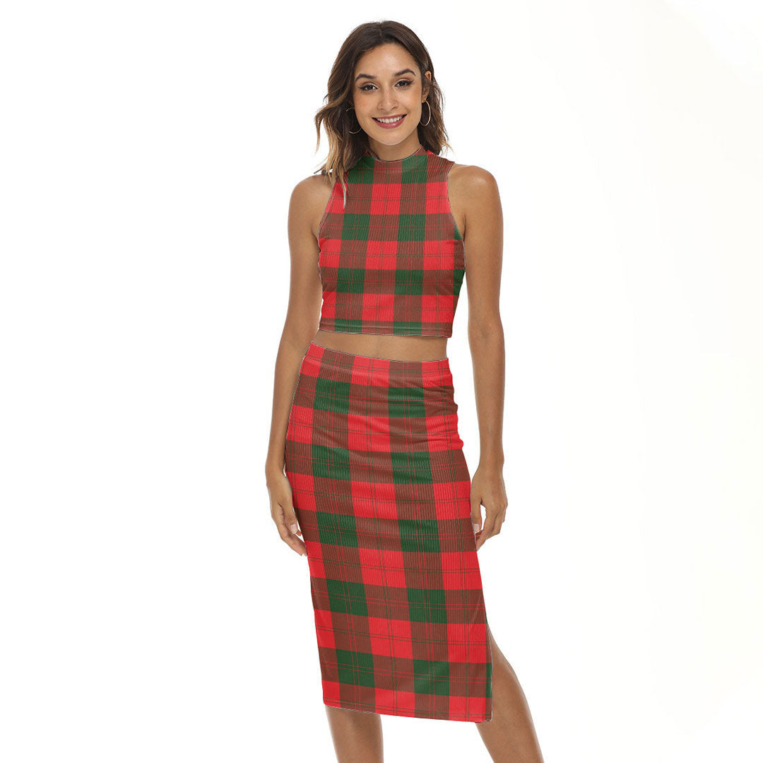 Erskine Modern Tartan Plaid Tank Top & Split High Skirt Set