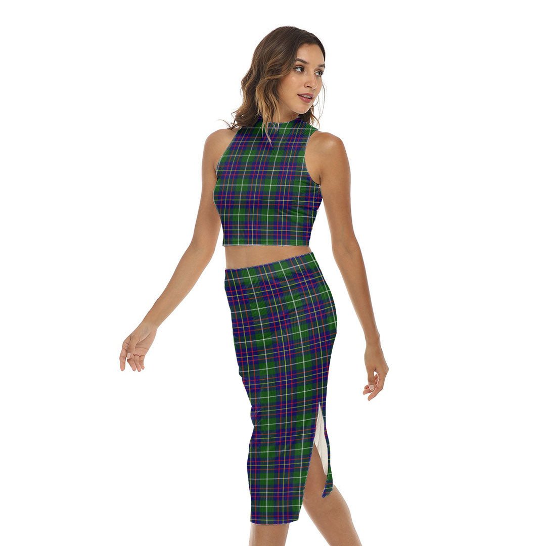 Inglis Modern Tartan Plaid Tank Top & Split High Skirt Set