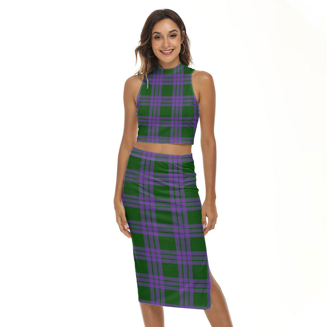 Elphinstone Tartan Plaid Tank Top & Split High Skirt Set