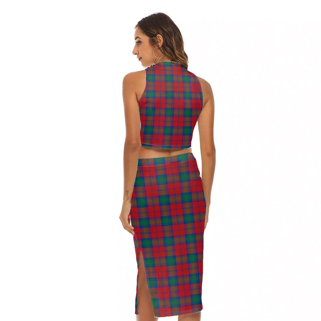 Lindsay Modern Tartan Plaid Tank Top & Split High Skirt Set