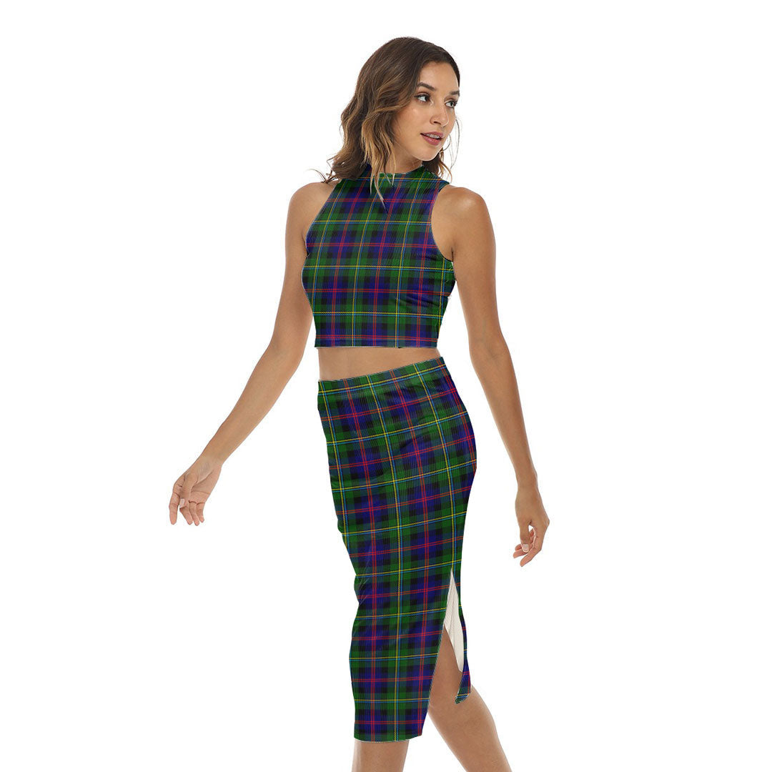 Malcolm Modern Tartan Plaid Tank Top & Split High Skirt Set