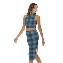 Angus Ancient Tartan Plaid Tank Top & Split High Skirt Set