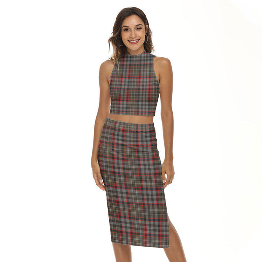 Nicolson Hunting Weathered Tartan Plaid Tank Top & Split High Skirt Set