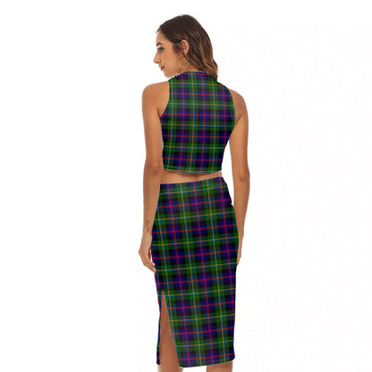 Malcolm Modern Tartan Plaid Tank Top & Split High Skirt Set