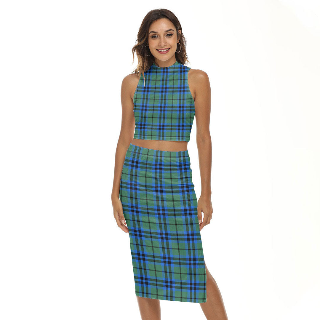 Falconer Tartan Plaid Tank Top & Split High Skirt Set