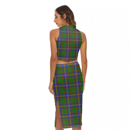 Strange of Balkaskie Tartan Plaid Tank Top & Split High Skirt Set