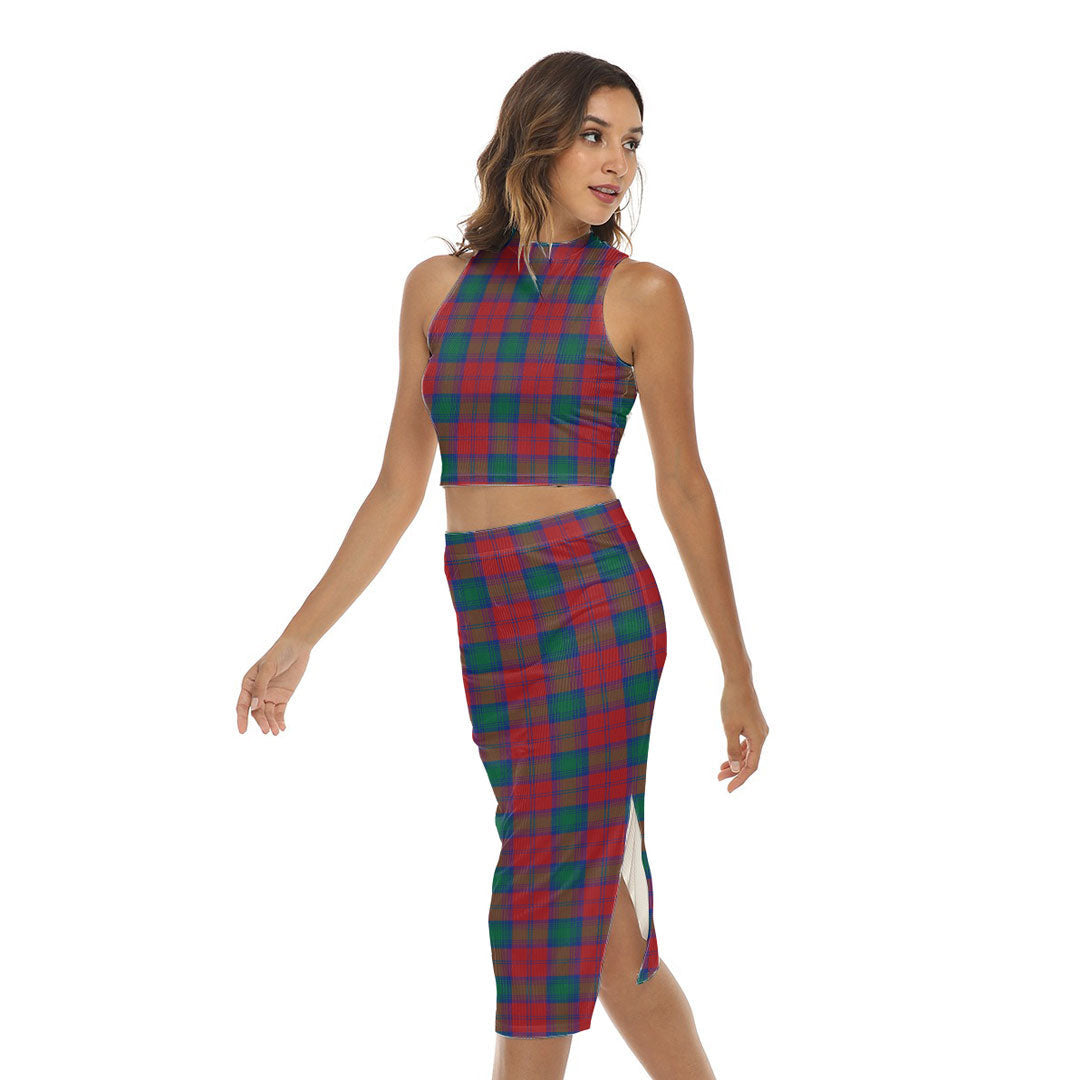 Lindsay Modern Tartan Plaid Tank Top & Split High Skirt Set