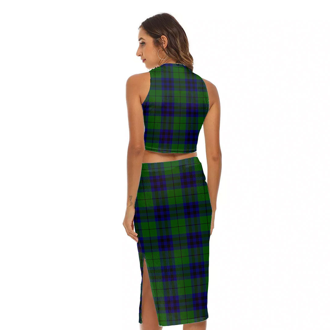 Keith Modern Tartan Plaid Tank Top & Split High Skirt Set