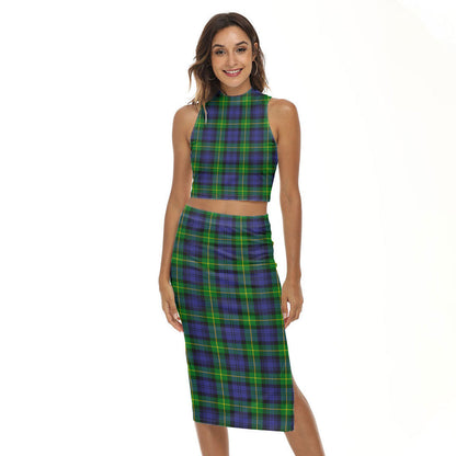 Gordon Modern Tartan Plaid Tank Top & Split High Skirt Set