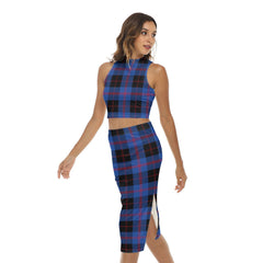 Angus Modern Tartan Plaid Tank Top & Split High Skirt Set