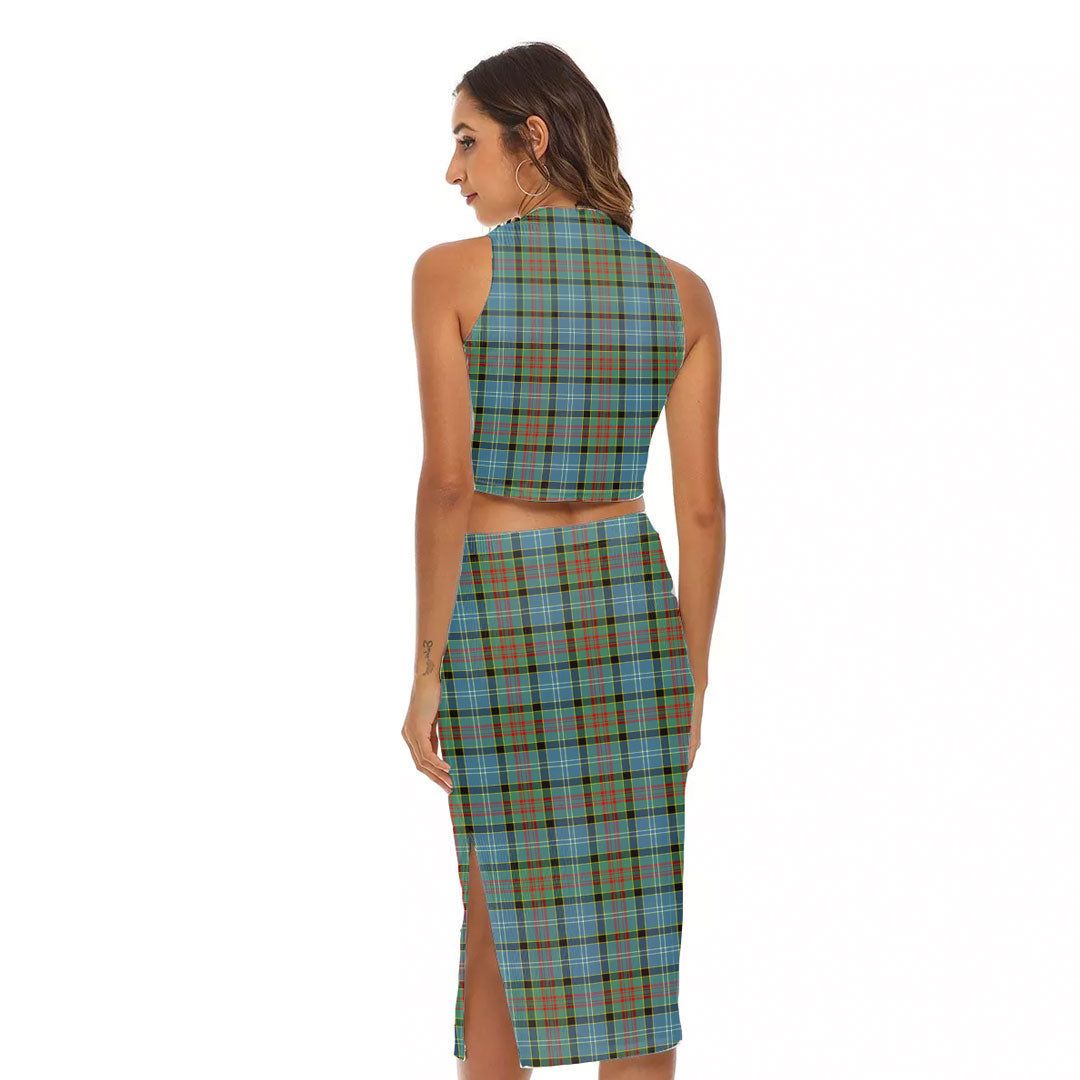 Paisley District Tartan Plaid Tank Top & Split High Skirt Set