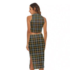 Farquharson Weathered Tartan Plaid Tank Top & Split High Skirt Set