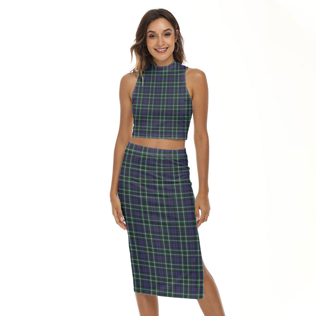 Graham of Montrose Modern Tartan Plaid Tank Top & Split High Skirt Set