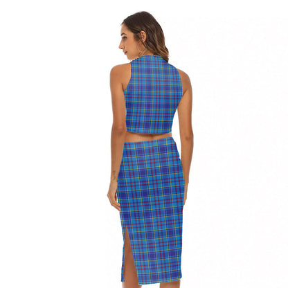 Mercer Modern Tartan Plaid Tank Top & Split High Skirt Set