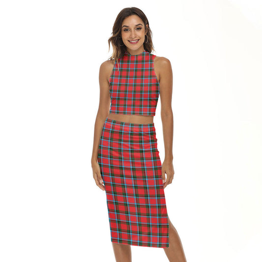 Sinclair Modern Tartan Plaid Tank Top & Split High Skirt Set