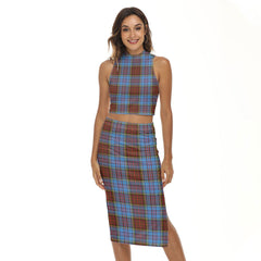 Anderson Modern Tartan Plaid Tank Top & Split High Skirt Set