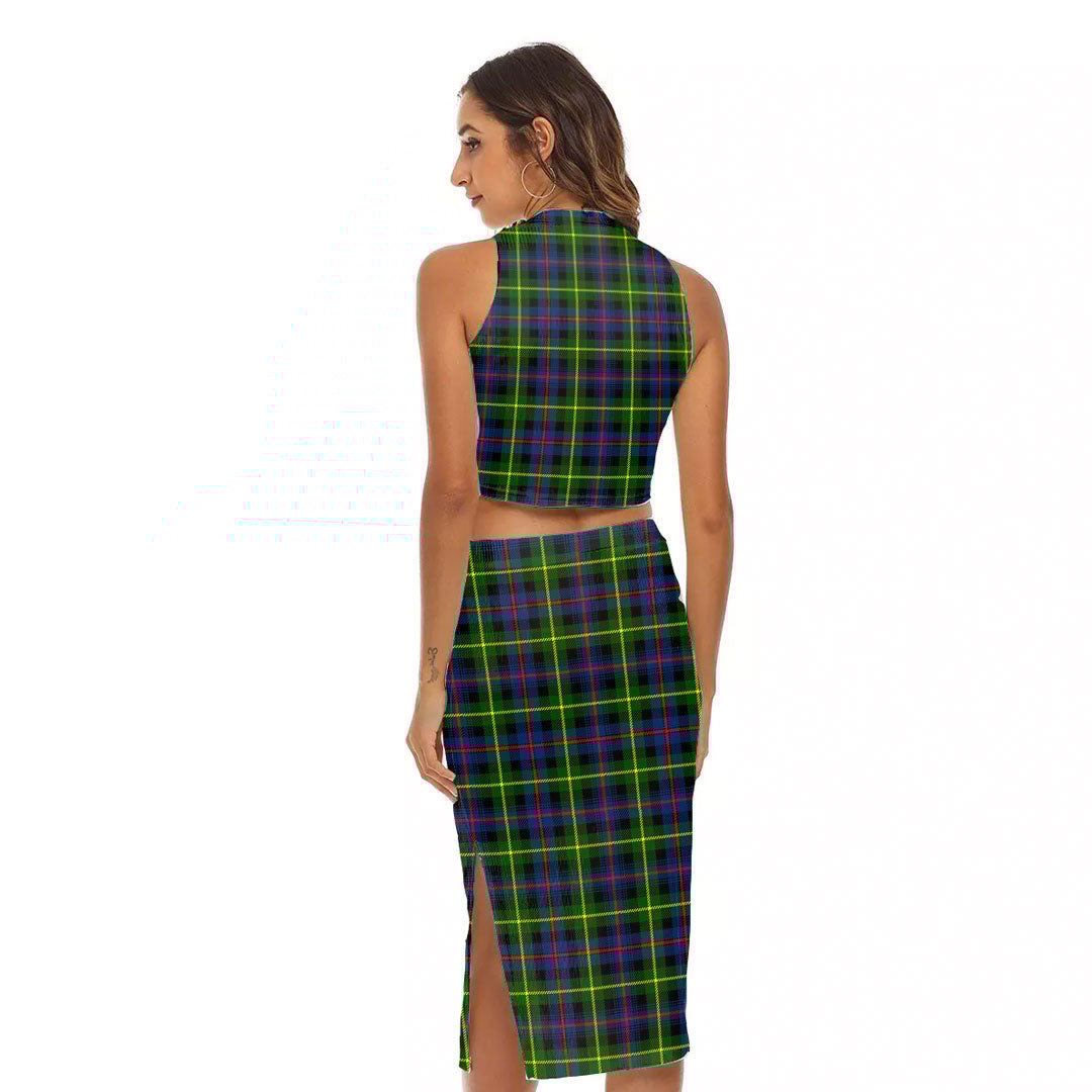 Farquharson Modern Tartan Plaid Tank Top & Split High Skirt Set