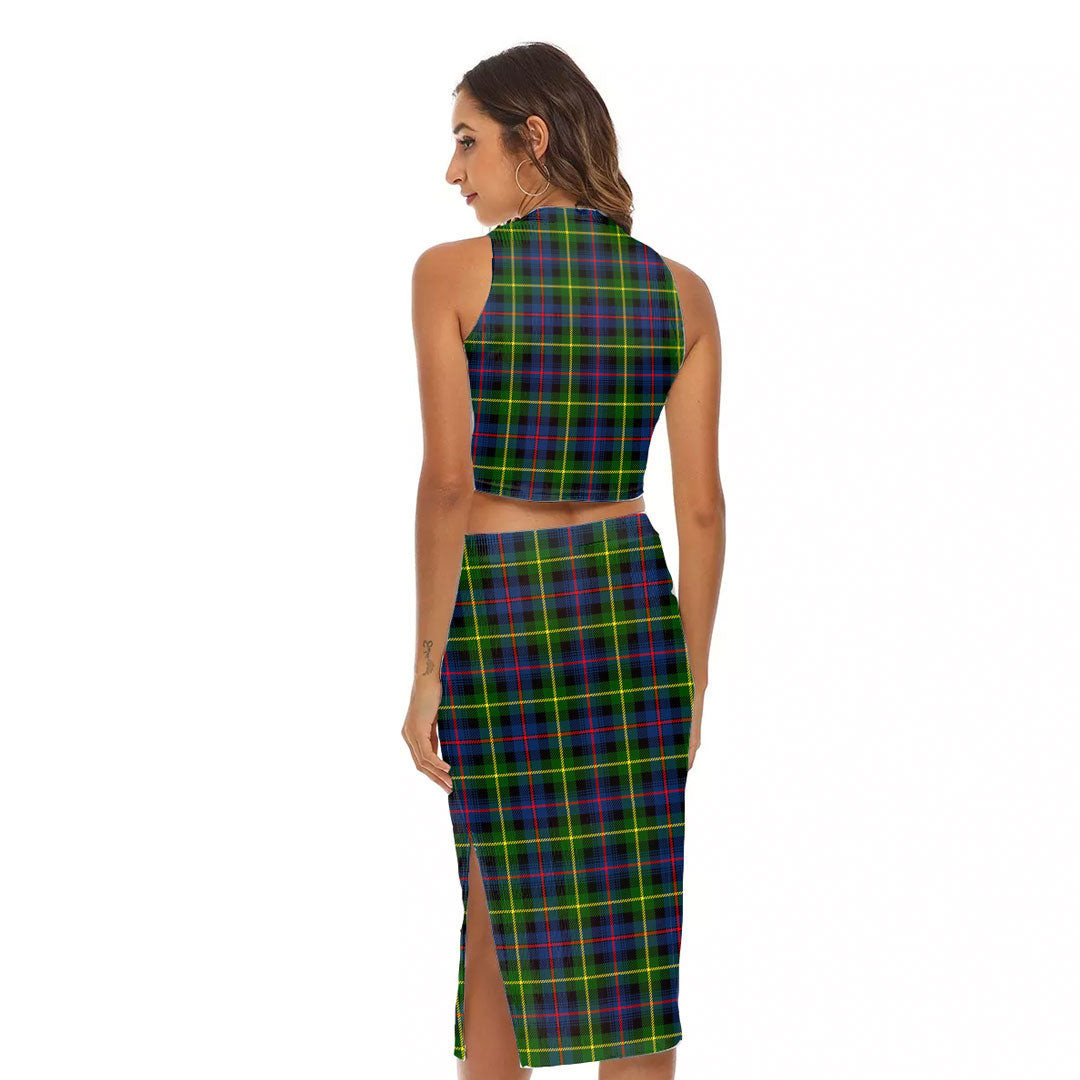 Farquharson Modern Tartan Plaid Tank Top & Split High Skirt Set