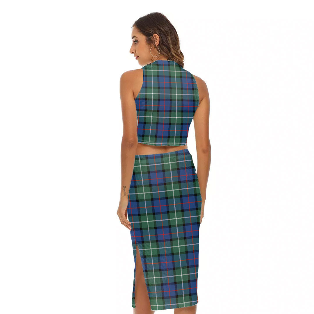 Davidson of Tulloch Tartan Plaid Tank Top & Split High Skirt Set