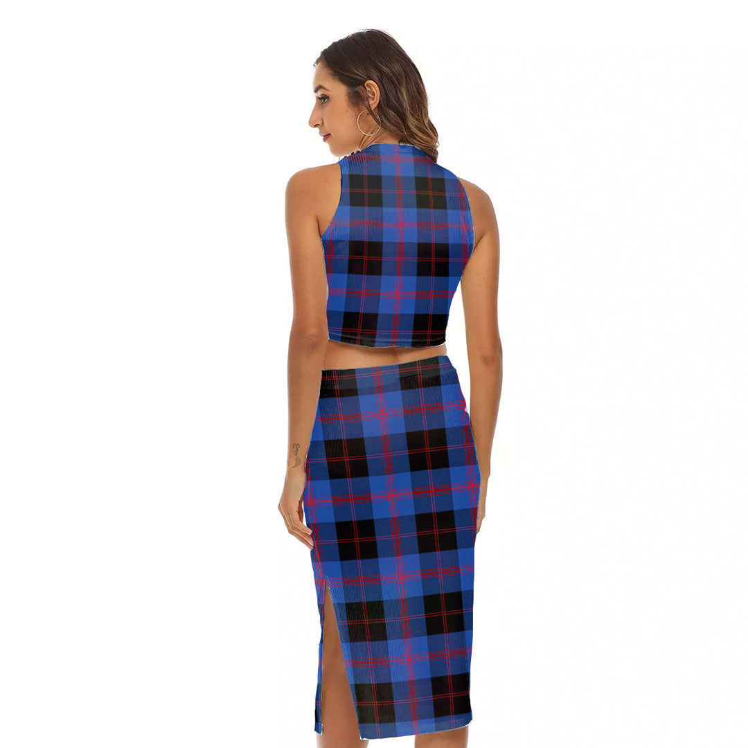 Angus Modern Tartan Plaid Tank Top & Split High Skirt Set