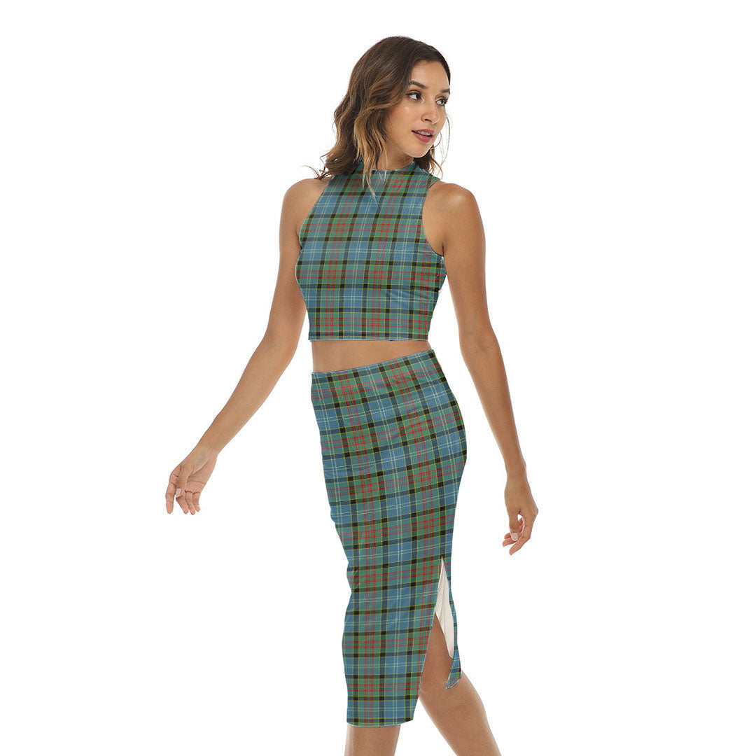 Paisley District Tartan Plaid Tank Top & Split High Skirt Set