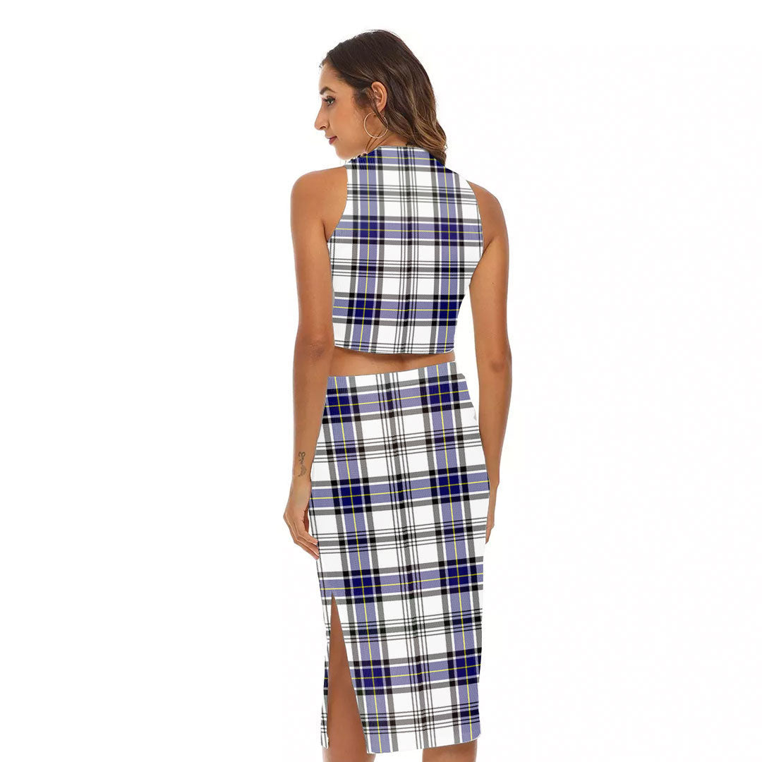 Hannay Modern Tartan Plaid Tank Top & Split High Skirt Set