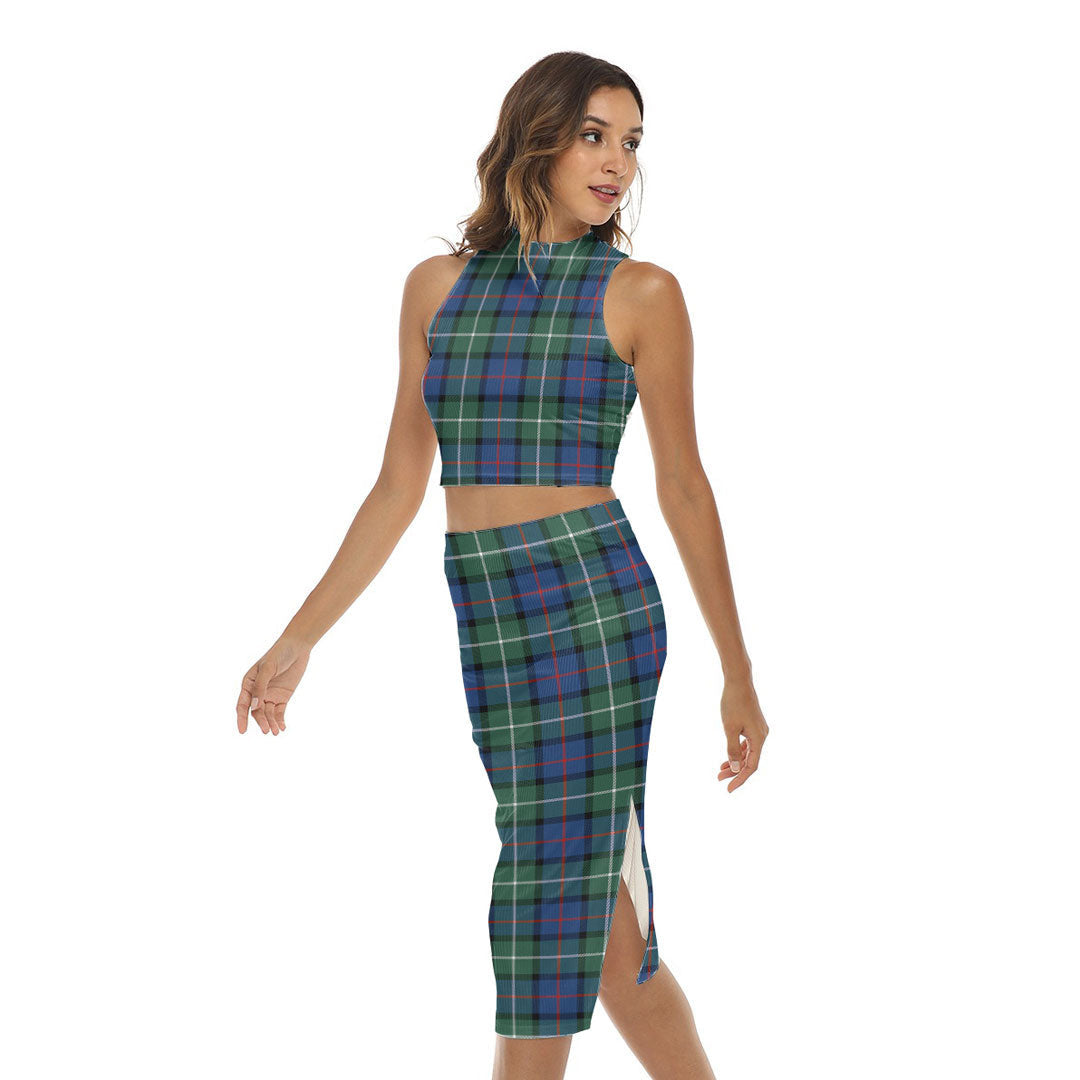 Davidson of Tulloch Tartan Plaid Tank Top & Split High Skirt Set